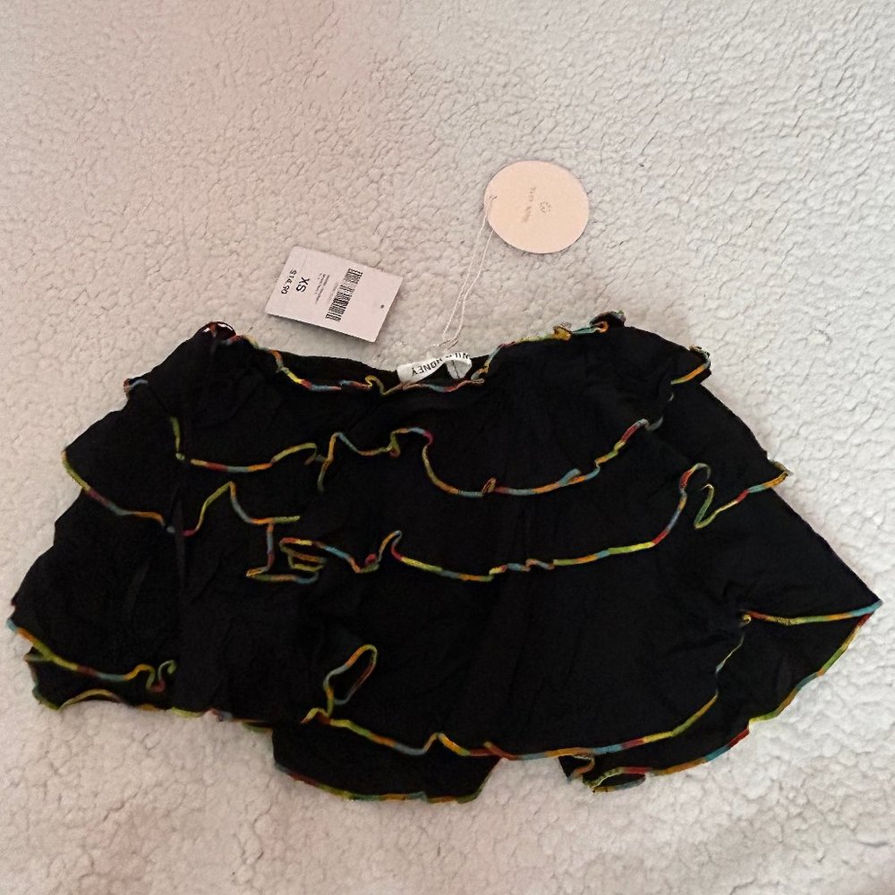 Rare & Discontinued Neon Trim Ruffle Bandeau Top